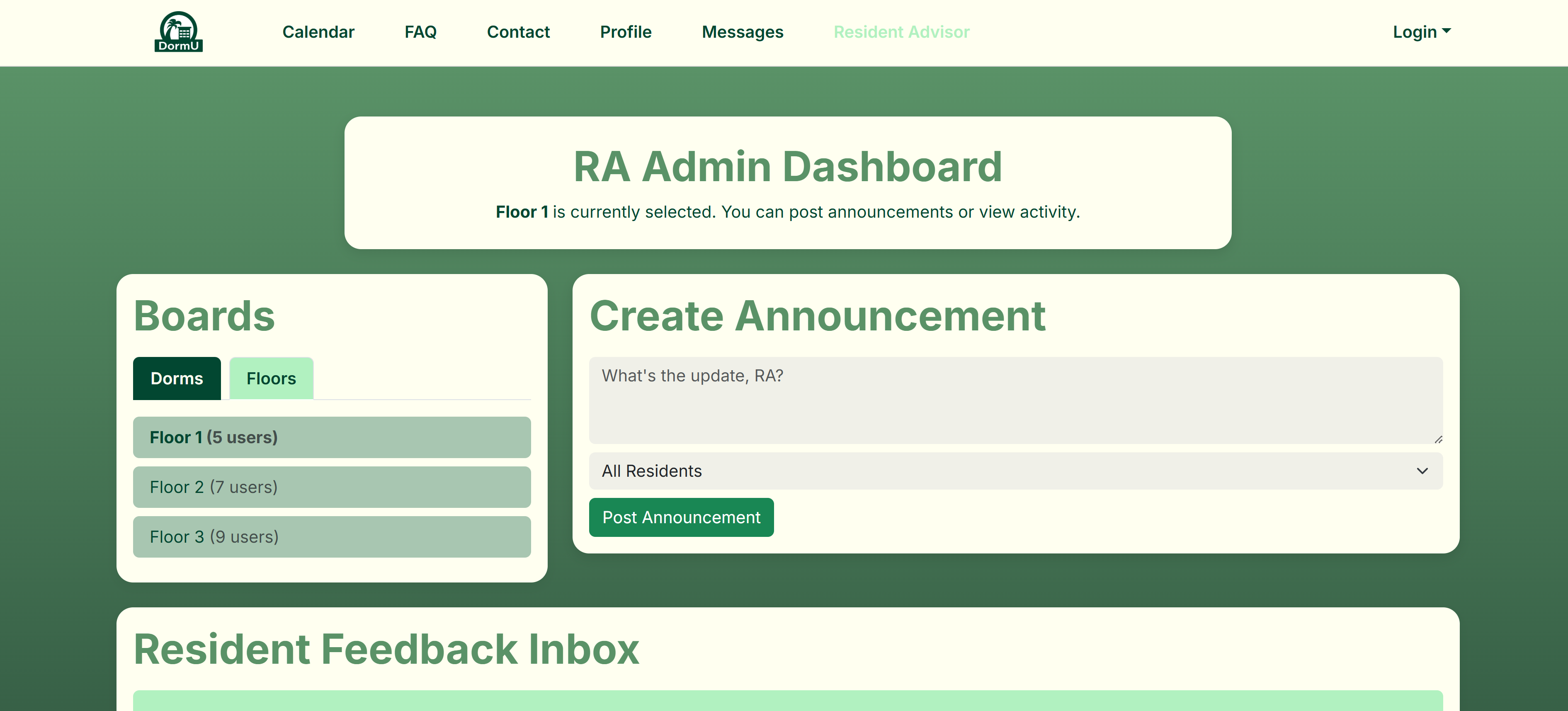 DormU RA Admin Panel