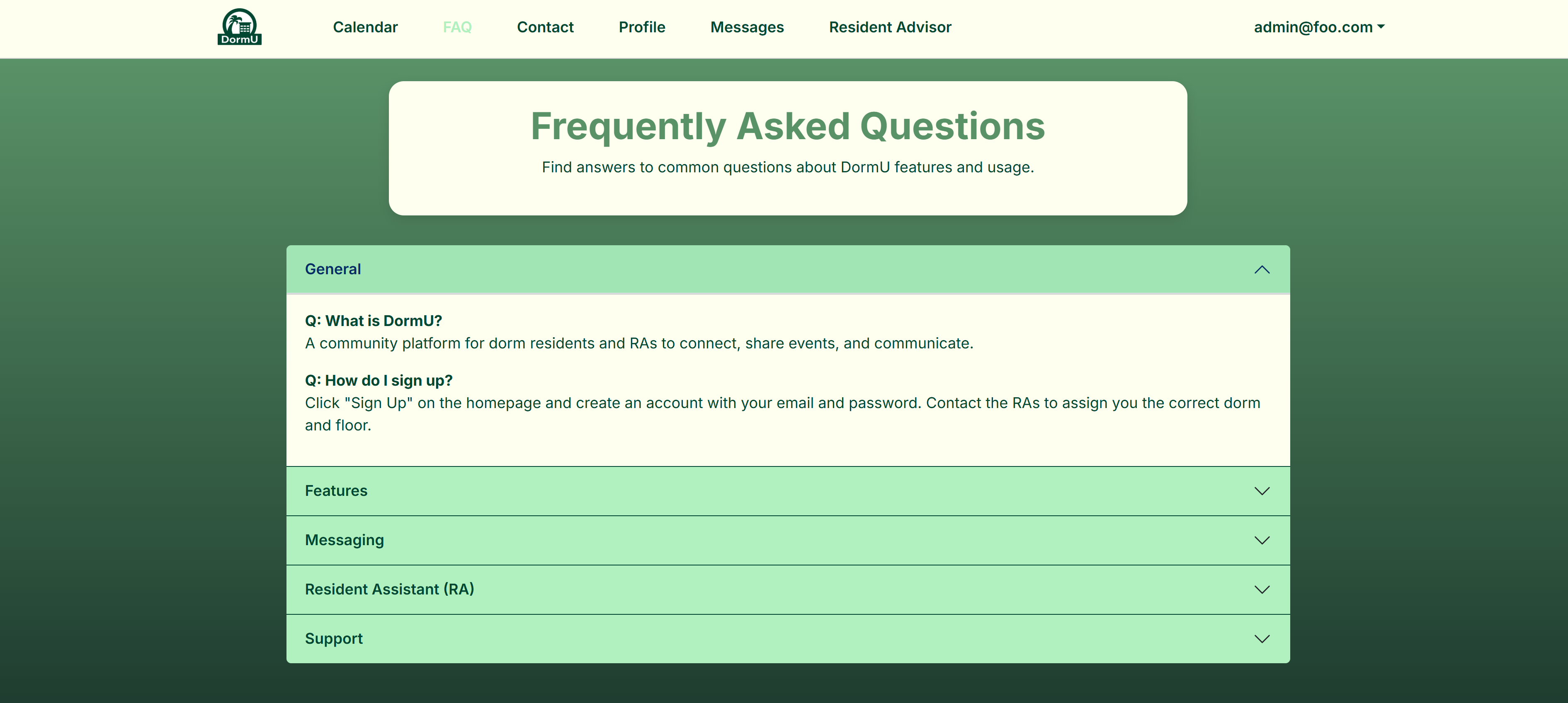 DormU FAQ Page