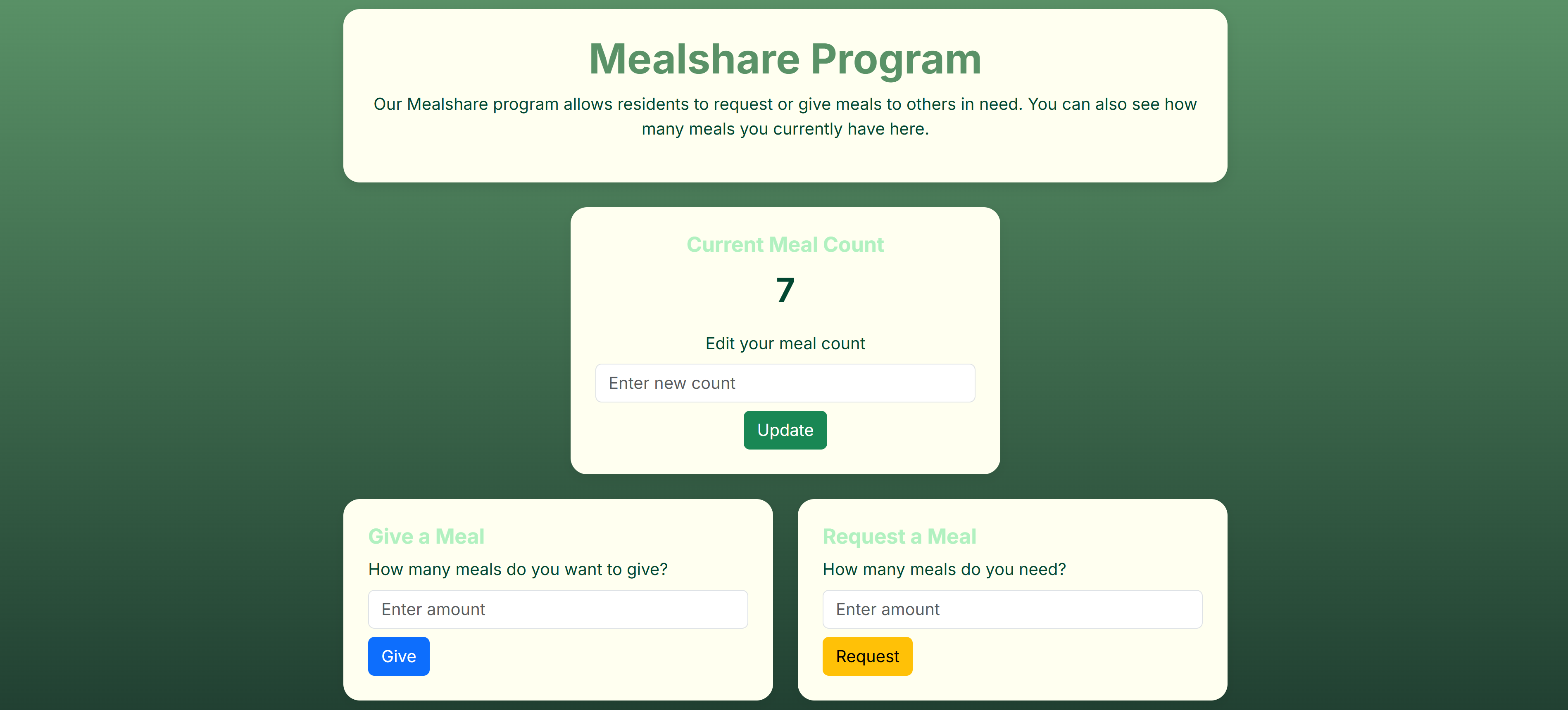 DormU Meal Share Page